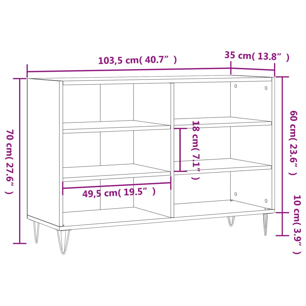 Sideboard Betongrau 103,5x35x70 cm Holzwerkstoff