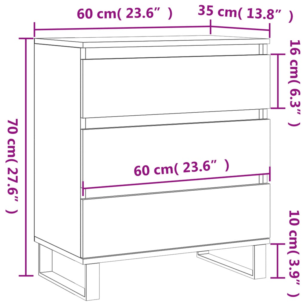 Sideboard Braun Eichen-Optik 60x35x70 cm Holzwerkstoff