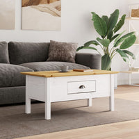 Thumbnail for Couchtisch BODO Weiß und Braun 100x55x46 cm Massivholz Kiefer