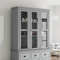 Thumbnail for Vitrinenschrank mit Glastüren BODO Grau Massivholz Kiefer