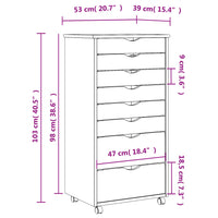 Thumbnail for Rollschrank mit Schubladen MOSS Weiß Massivholz Kiefer
