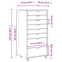 Thumbnail for Rollschrank mit Schubladen MOSS Grau Massivholz Kiefer