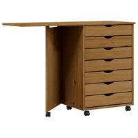 Thumbnail for Rollschrank mit Schreibtisch MOSS Honigbraun Massivholz Kiefer