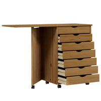 Thumbnail for Rollschrank mit Schreibtisch MOSS Honigbraun Massivholz Kiefer