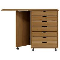 Thumbnail for Rollschrank mit Schreibtisch MOSS Honigbraun Massivholz Kiefer