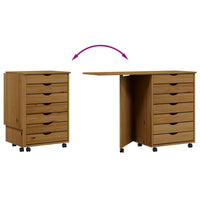 Thumbnail for Rollschrank mit Schreibtisch MOSS Honigbraun Massivholz Kiefer