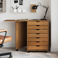 Thumbnail for Rollschrank mit Schreibtisch MOSS Honigbraun Massivholz Kiefer