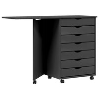 Thumbnail for Rollschrank mit Schreibtisch MOSS Grau Massivholz Kiefer