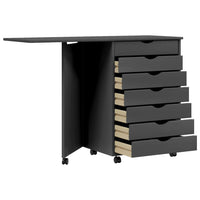 Thumbnail for Rollschrank mit Schreibtisch MOSS Grau Massivholz Kiefer