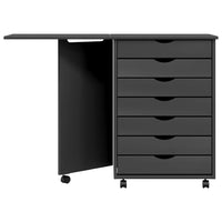 Thumbnail for Rollschrank mit Schreibtisch MOSS Grau Massivholz Kiefer
