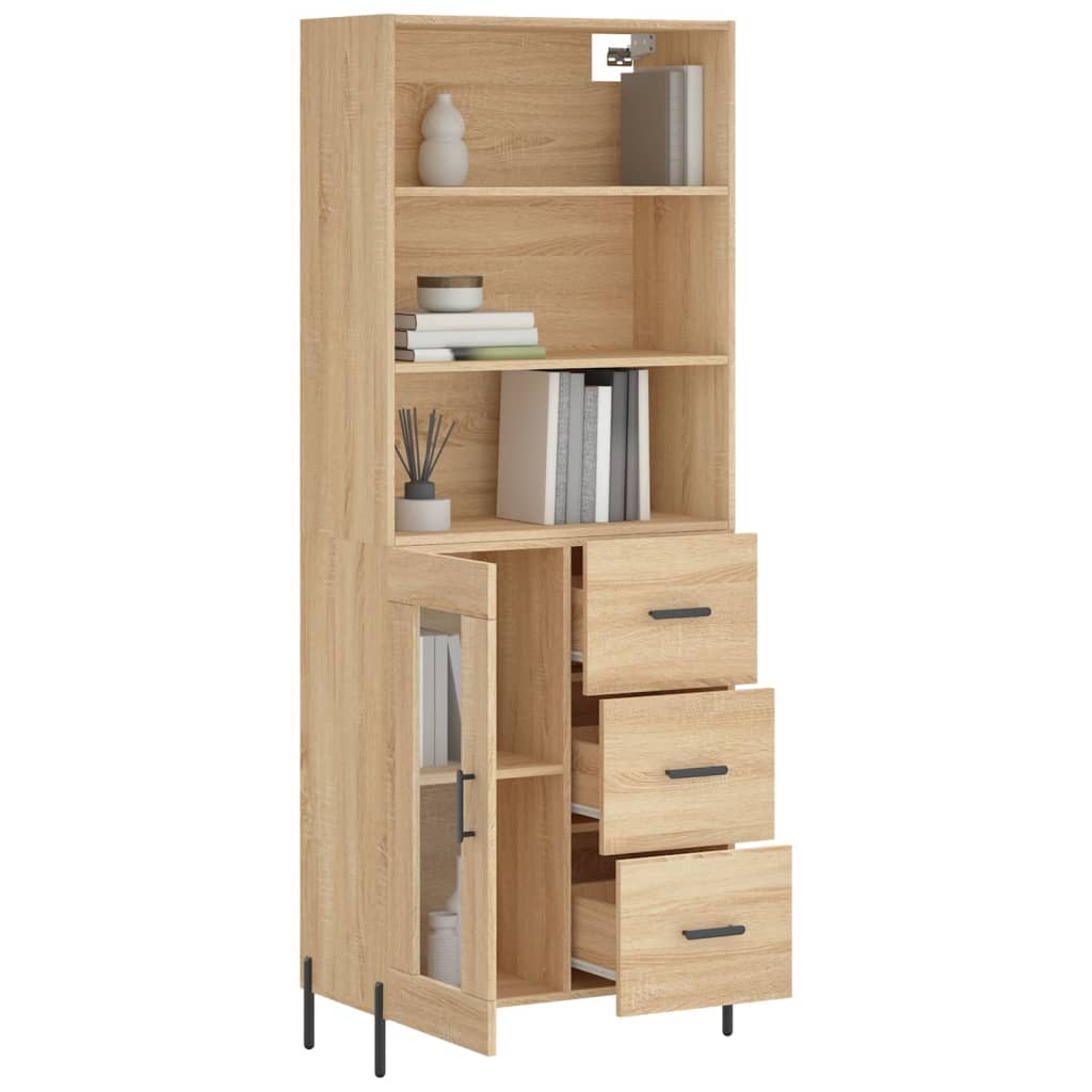 Highboard Sonoma-Eiche 69,5x34x180 cm Holzwerkstoff
