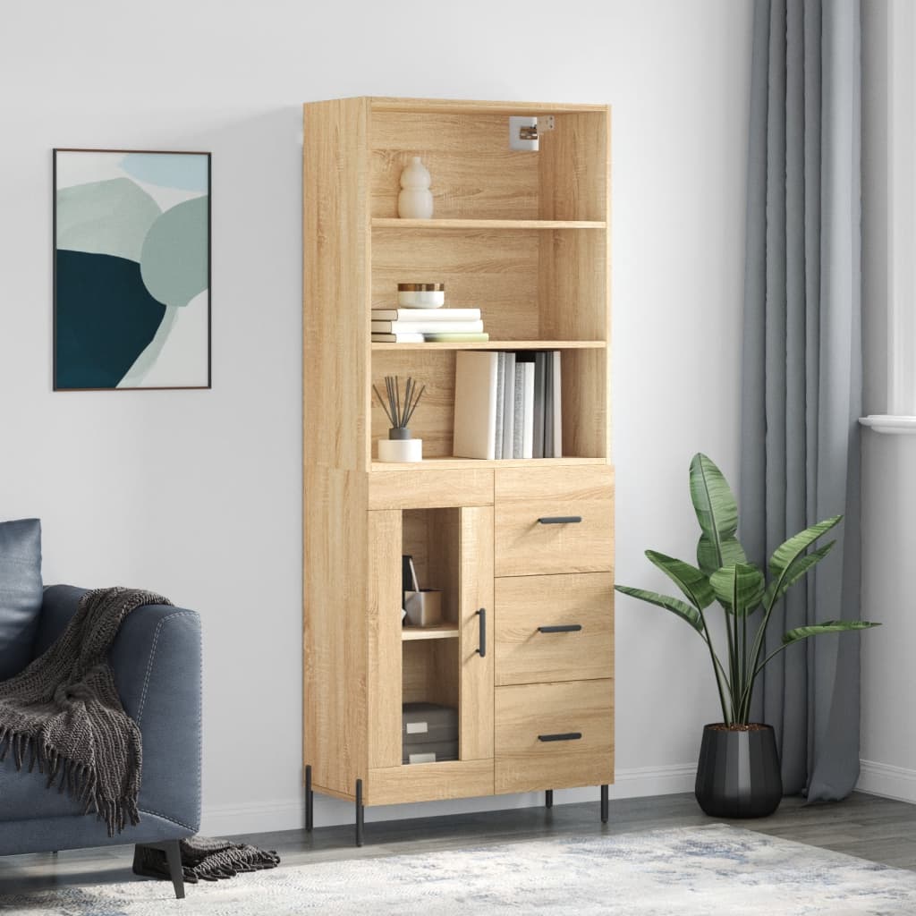 Highboard Sonoma-Eiche 69,5x34x180 cm Holzwerkstoff