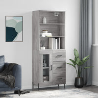 Thumbnail for Highboard Grau Sonoma 69,5x34x180 cm Holzwerkstoff