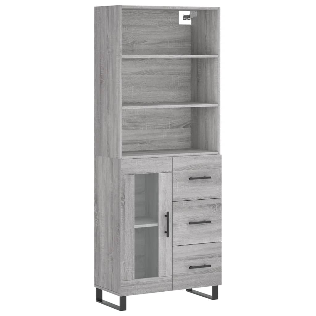 Highboard Grau Sonoma 69,5x34x180 cm Holzwerkstoff