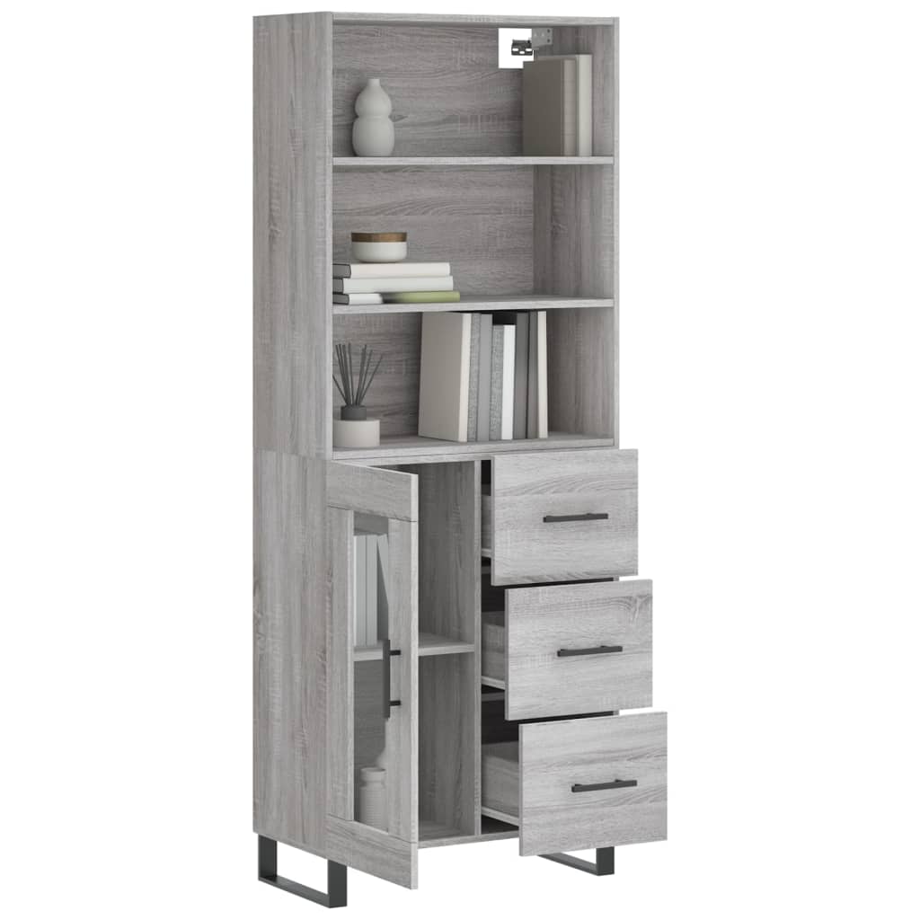 Highboard Grau Sonoma 69,5x34x180 cm Holzwerkstoff