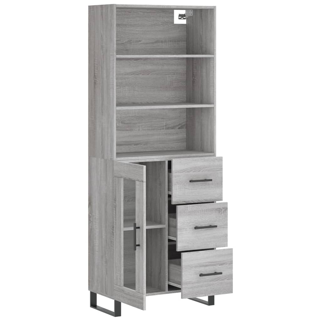Highboard Grau Sonoma 69,5x34x180 cm Holzwerkstoff
