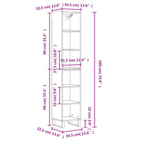 Thumbnail for Highboard Schwarz 34,5x32,5x180 cm Holzwerkstoff