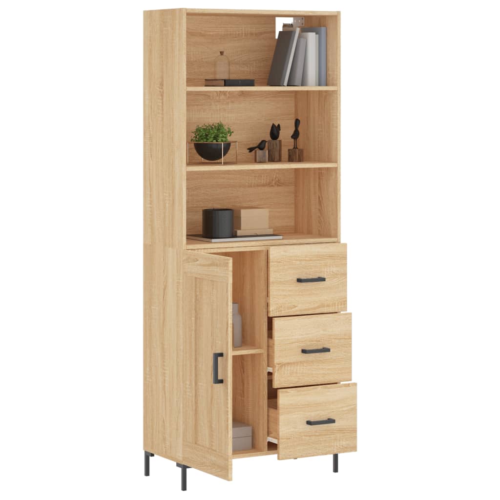 Highboard Sonoma-Eiche 69,5x34x180 cm Holzwerkstoff