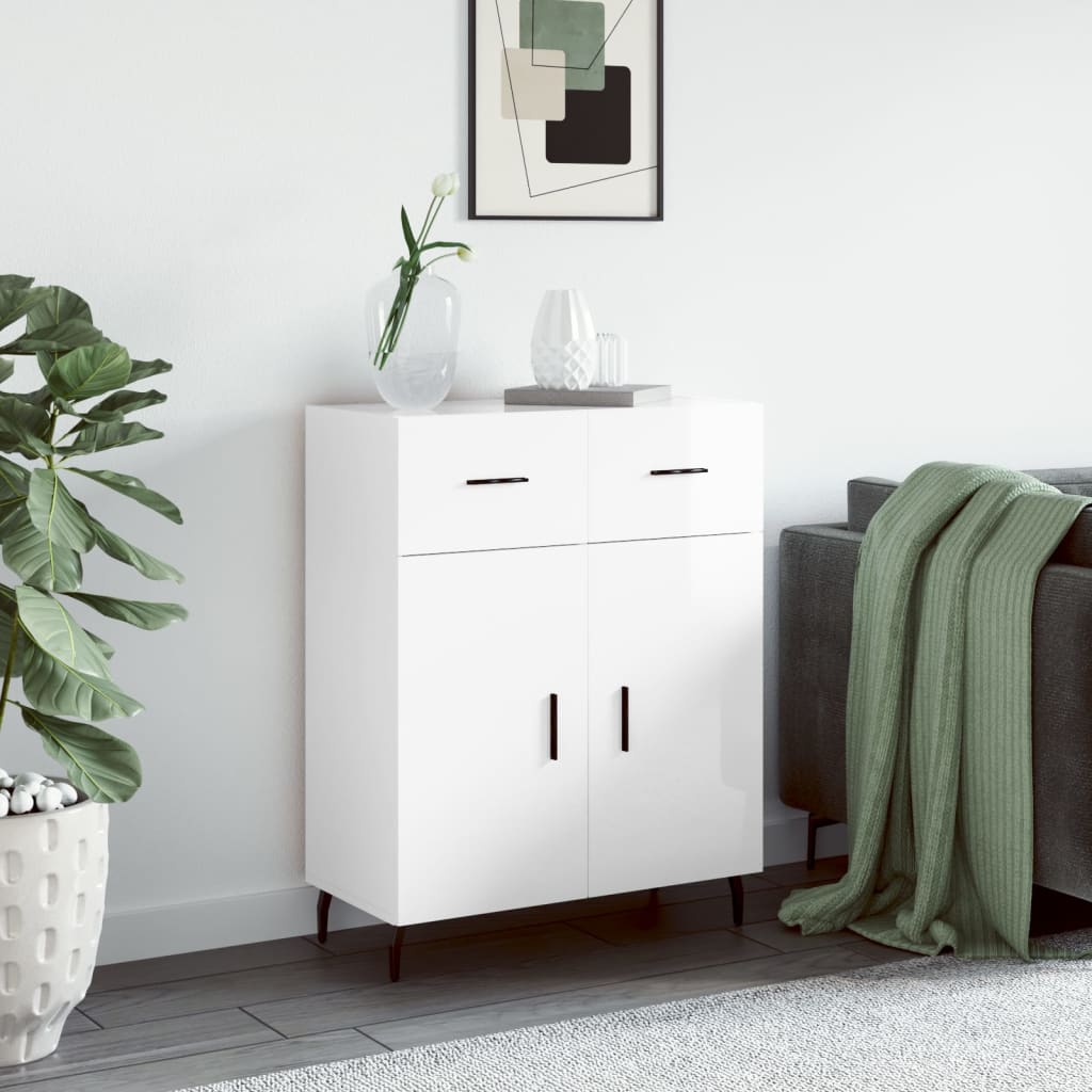 Sideboard Hochglanz-Weiß 69,5x34x90 cm Holzwerkstoff