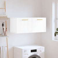 Thumbnail for Wandschrank Hochglanz-Weiß 80x36,5x35 cm Holzwerkstoff