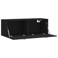 Thumbnail for Wandschrank Schwarz 100x36,5x35 cm Holzwerkstoff