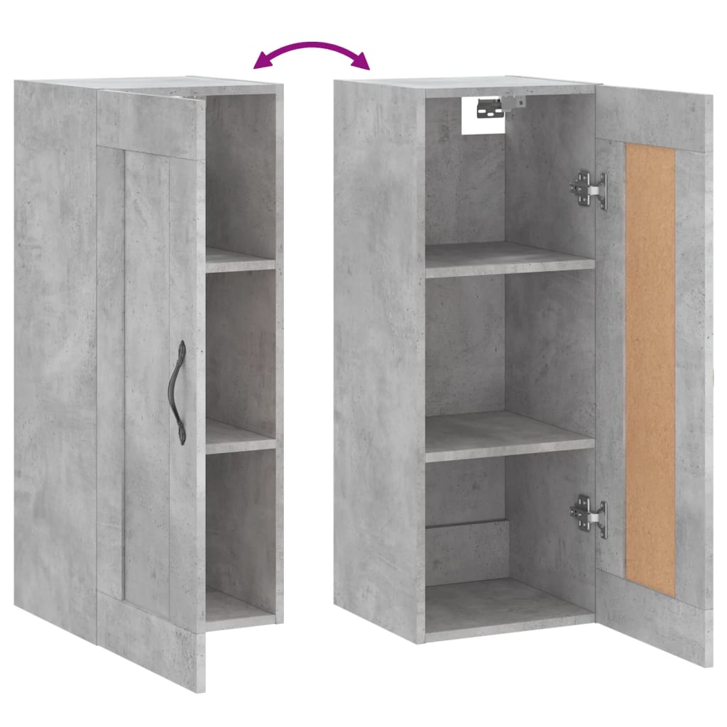 Wandschrank Betongrau 34,5x34x90 cm Holzwerkstoff