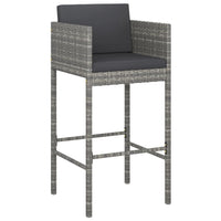 Thumbnail for 7-tlg. Gartenbar-Set mit Kissen Grau Poly Rattan