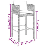 Thumbnail for 5-tlg. Gartenbar-Set mit Kissen Grau Poly Rattan