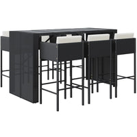 Thumbnail for 7-tlg. Gartenbar-Set mit Kissen Schwarz Poly Rattan