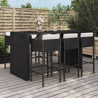 Thumbnail for 7-tlg. Gartenbar-Set mit Kissen Schwarz Poly Rattan
