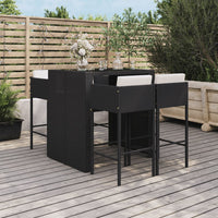 Thumbnail for 5-tlg. Gartenbar-Set mit Kissen Schwarz Poly Rattan
