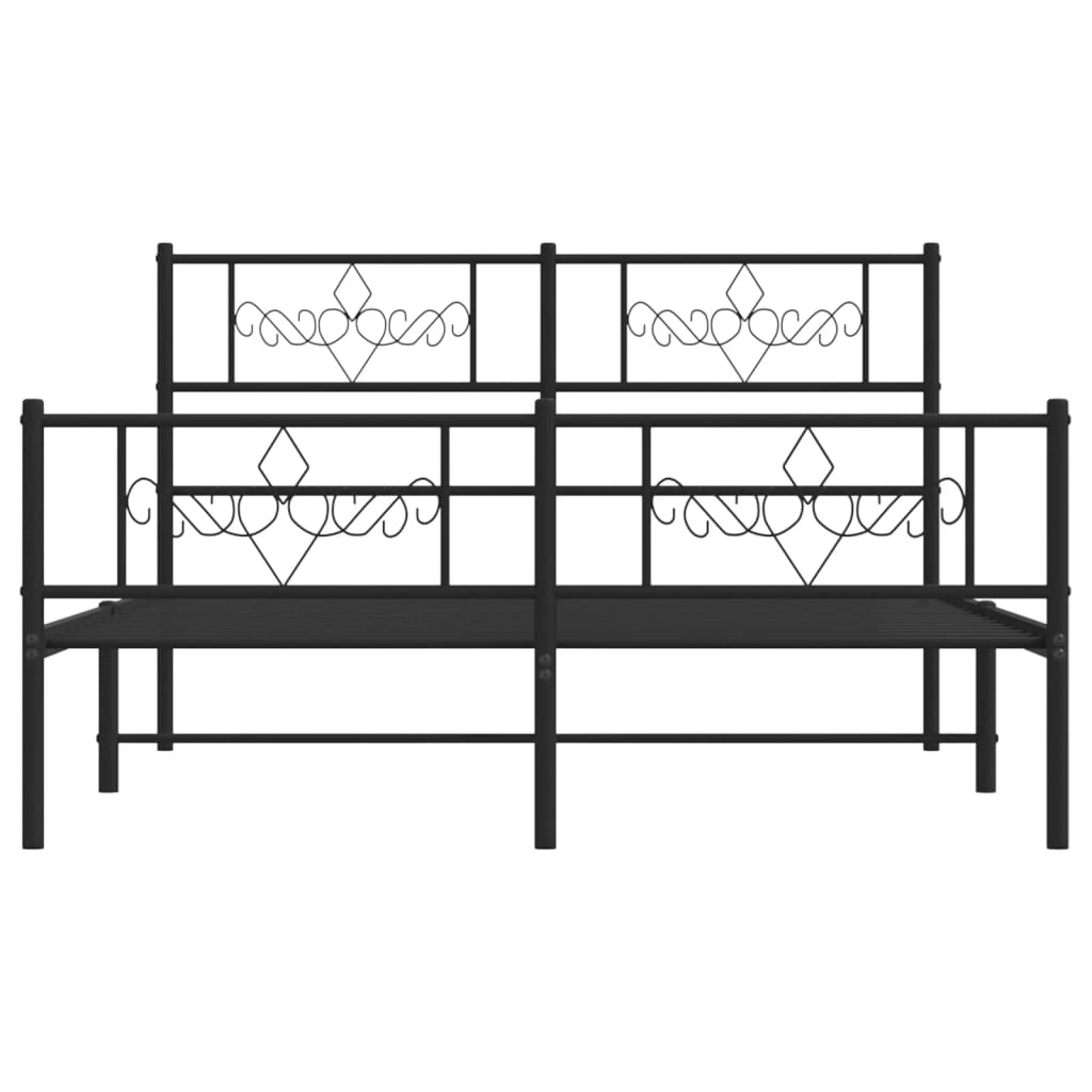 Bettgestell mit Kopf- und Fußteil Metall Schwarz 120x200 cm