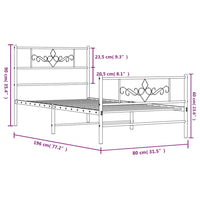 Thumbnail for Bettgestell mit Kopf- und Fußteil Metall Weiß 75x190 cm