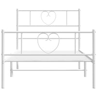 Thumbnail for Bettgestell mit Kopf- und Fußteil Metall Weiß 107x203 cm