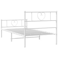 Thumbnail for Bettgestell mit Kopf- und Fußteil Metall Weiß 107x203 cm