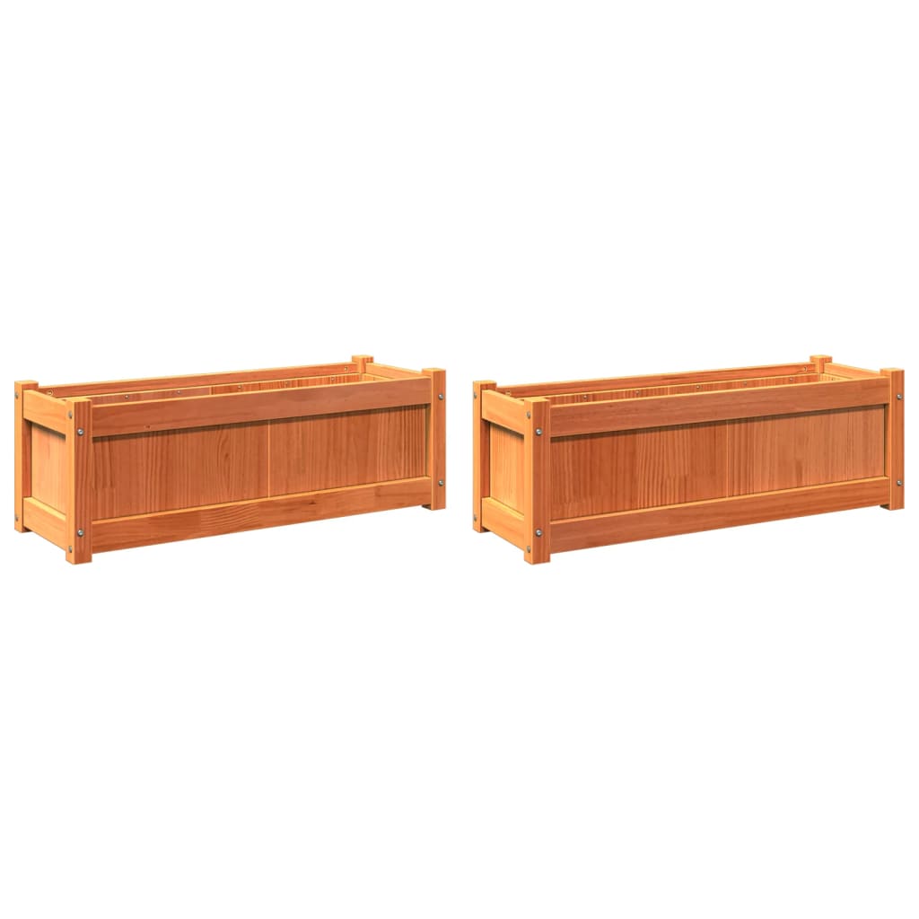 Pflanzkübel 2 Stk. Wachsbraun Massivholz Kiefer