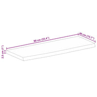 Thumbnail for Tischplatte 90x40x2,5 cm Baumkante Massivholz Raues Mangoholz