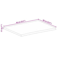 Thumbnail for Tischplatte 90x60x2,5 cm Baumkante Massivholz Raues Mangoholz