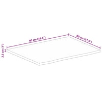 Thumbnail for Tischplatte 90x80x2,5 cm Baumkante Massivholz Raues Mangoholz
