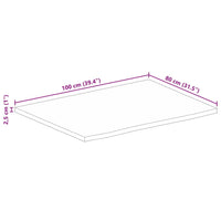 Thumbnail for Tischplatte 100x80x2,5 cm Baumkante Massivholz Raues Mangoholz