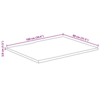 Thumbnail for Tischplatte 100x80x3,8cm Rechteckig Massivholz Akazie Baumkante