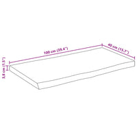 Thumbnail for Tischplatte mit Baumkante 100x40x3,8 cm Raues Mango Massivholz