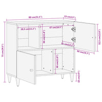 Thumbnail for Beistellschrank 80x33x75 cm Massivholz Mango