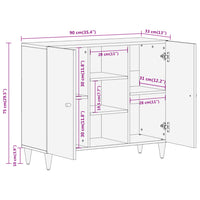 Thumbnail for Beistellschrank 90x33x75 cm Massivholz Mango