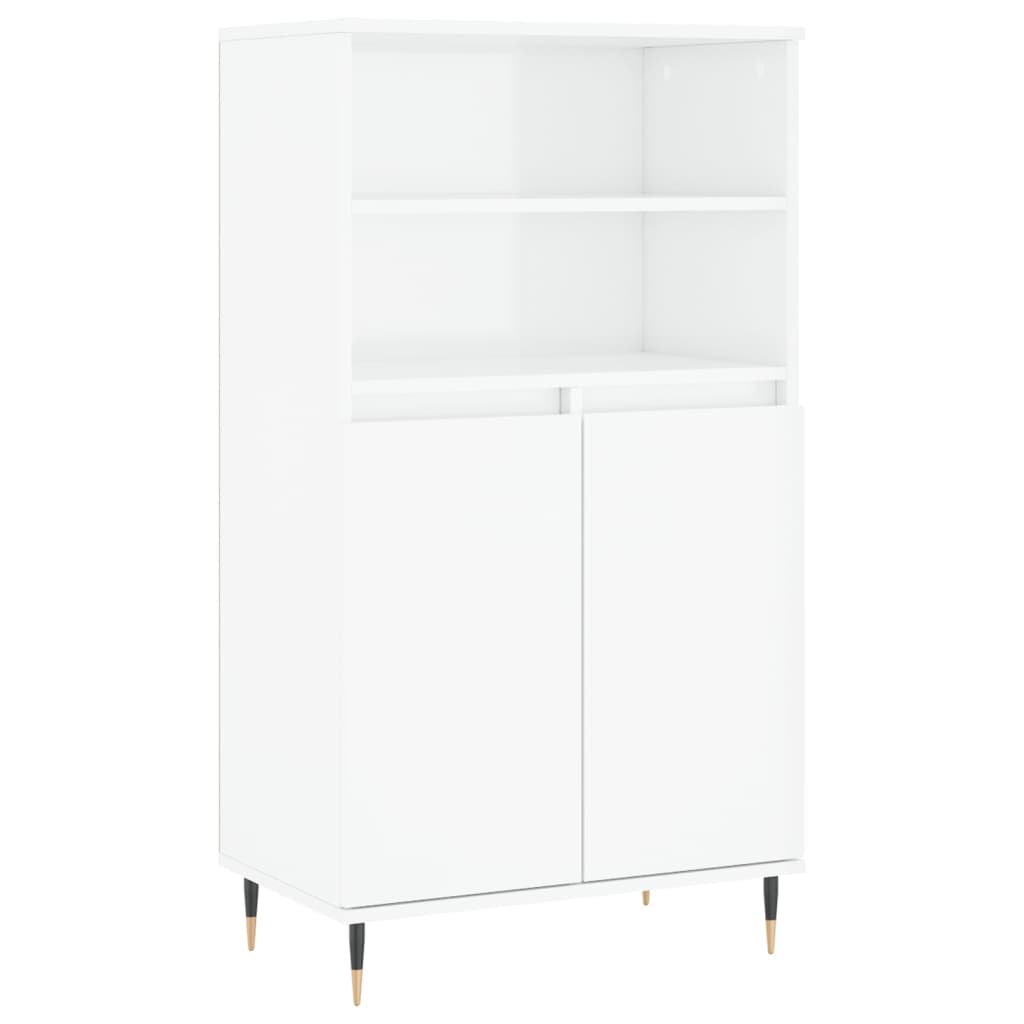 Highboard Hochglanz-Weiß 60x36x110 cm Holzwerkstoff