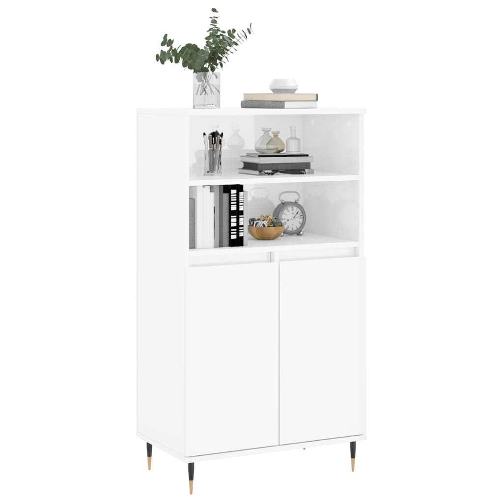 Highboard Hochglanz-Weiß 60x36x110 cm Holzwerkstoff