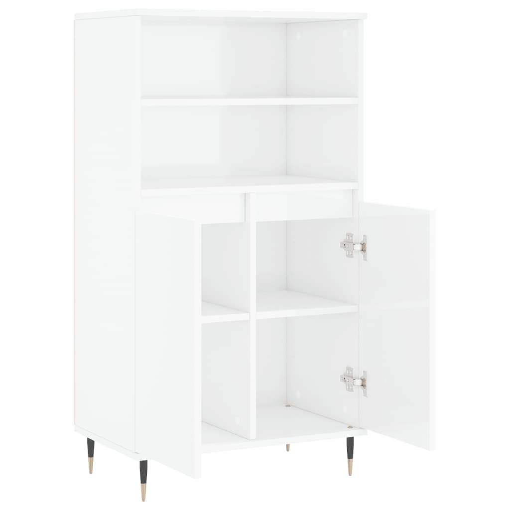 Highboard Hochglanz-Weiß 60x36x110 cm Holzwerkstoff