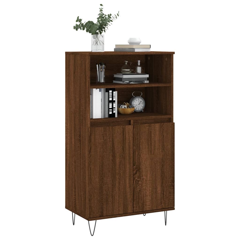 Highboard Braun Eichen-Optik 60x36x110 cm Holzwerkstoff