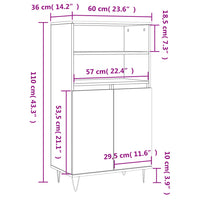 Thumbnail for Highboard Braun Eichen-Optik 60x36x110 cm Holzwerkstoff