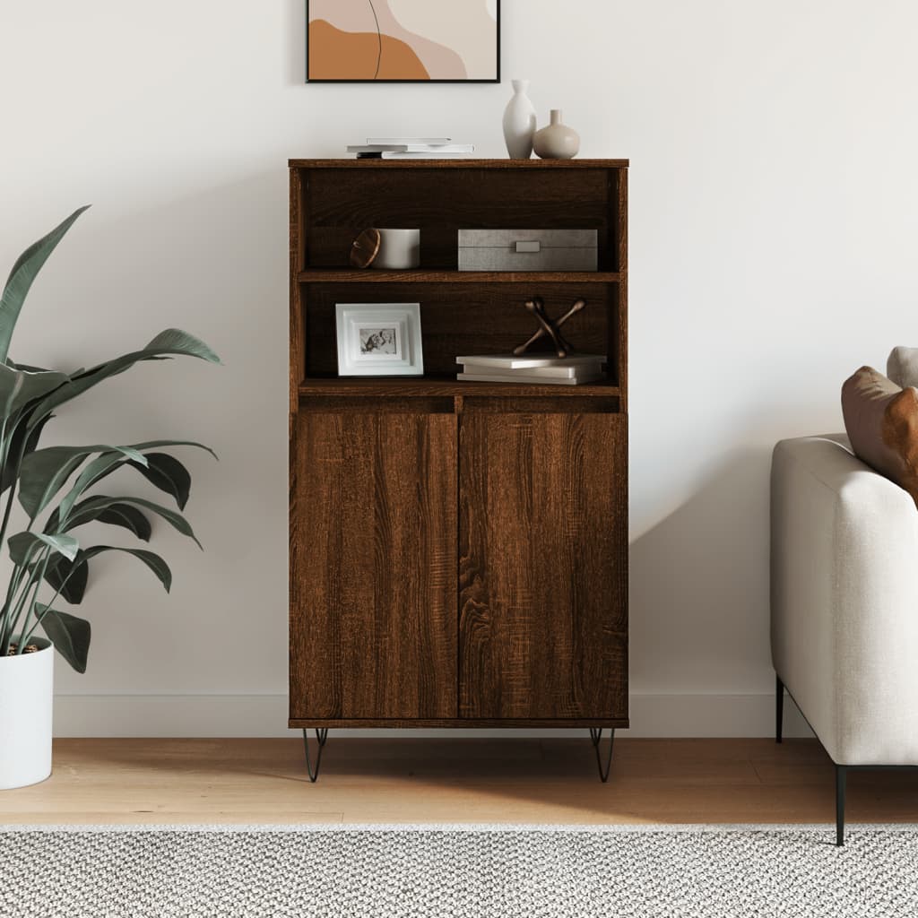 Highboard Braun Eichen-Optik 60x36x110 cm Holzwerkstoff